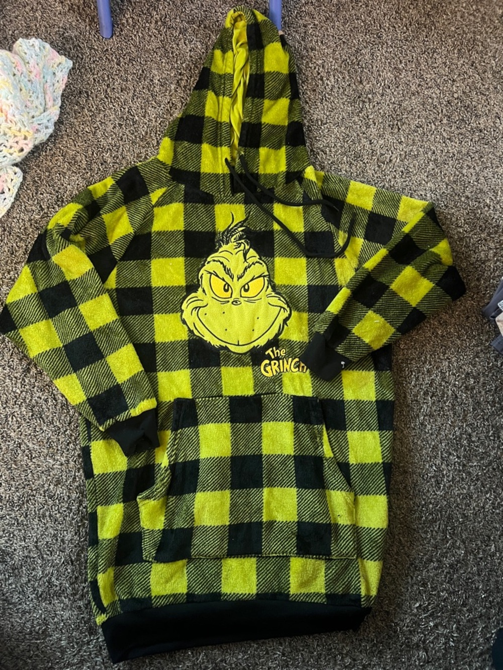 Women's Green & Black Grinch Plaid Hoodie